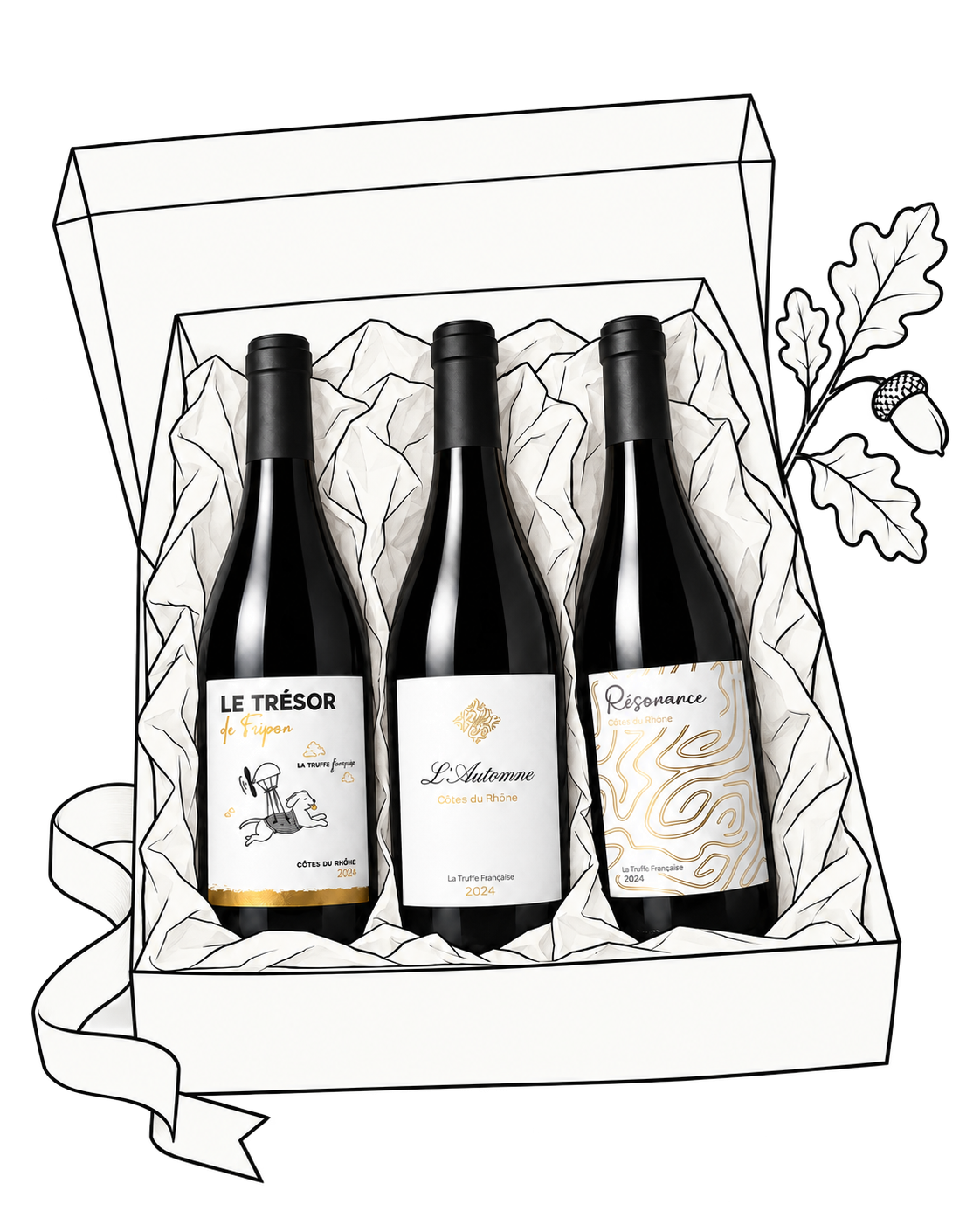 Coffret des trois cuvées : Le Trésor de Fripon, L’Automne et Résonance